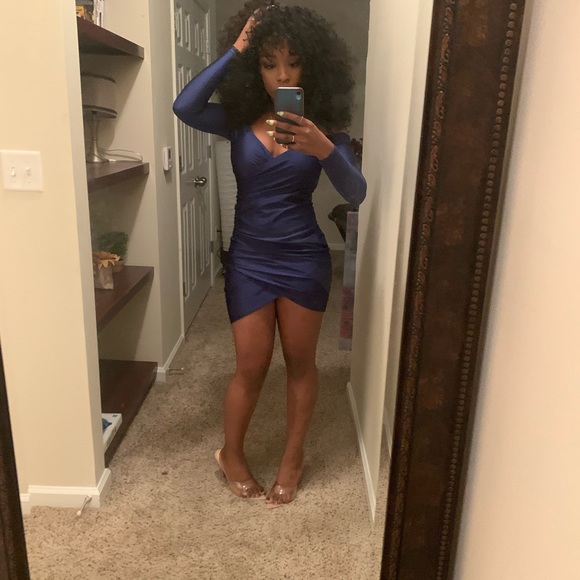 Blue off the shoulder dress - Picture 2 of 3